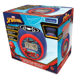 LEXIBOOK - Réveil projecteur enfant Spiderman Marvel avec projection au plafond, écran LCD rétroéclairé, minuterie et snooze