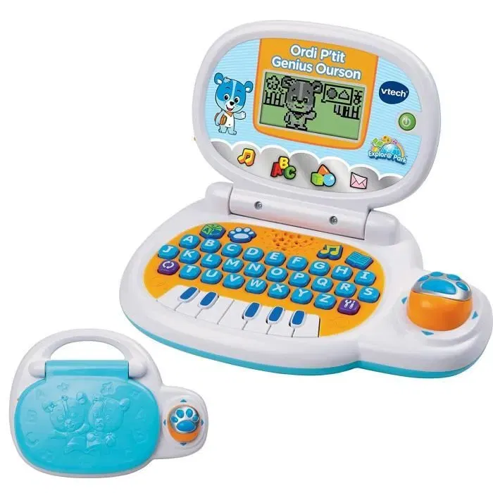 VTECH P'tit Genius Ourson Bleu - Ordinateur éducatif enfant avec 10 activités - 24 mois à 2 ans - Langue française