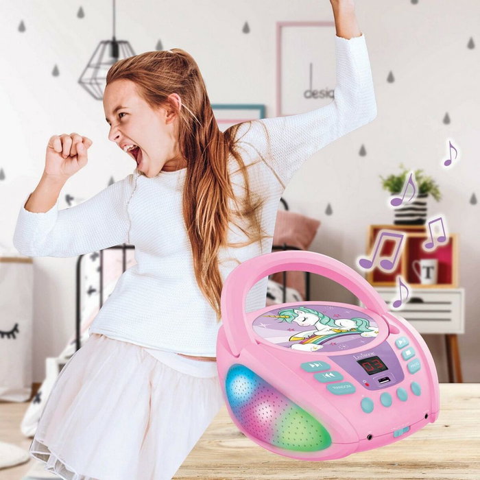 Lexibook Lecteur CD Portable Bluetooth Licorne Violet Rose Lexibook Lecteur CD Portable Bluetooth Licorne Violet Rose