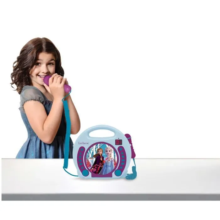 Lexibook Lecteur CD Portable avec 2 Microphones LED - La Reine des Neiges Disney, Prise Casque, Fonction Programmation et Répétition, Alimentation Secteur ou Piles Lexibook Lecteur CD Portable avec 2 Microphones LED - La Reine des Neiges Disney, Prise Casque, Fonction Programmation et Répétition, Alimentation Secteur ou Piles