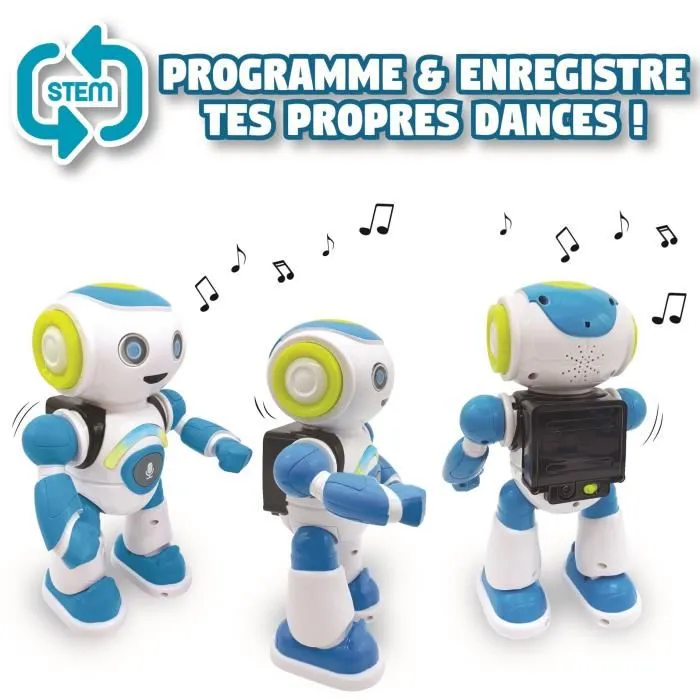 Lexibook Powerman Junior - Robot éducatif intelligent programmable pour enfants, avec télécommande, jeu de devinettes, effets sonores et lumineux, langue française