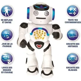 Lexibook Powerman - Robot ludo-éducatif interactif pour enfants, avec télécommande, disques mousse, sons et lumières, français