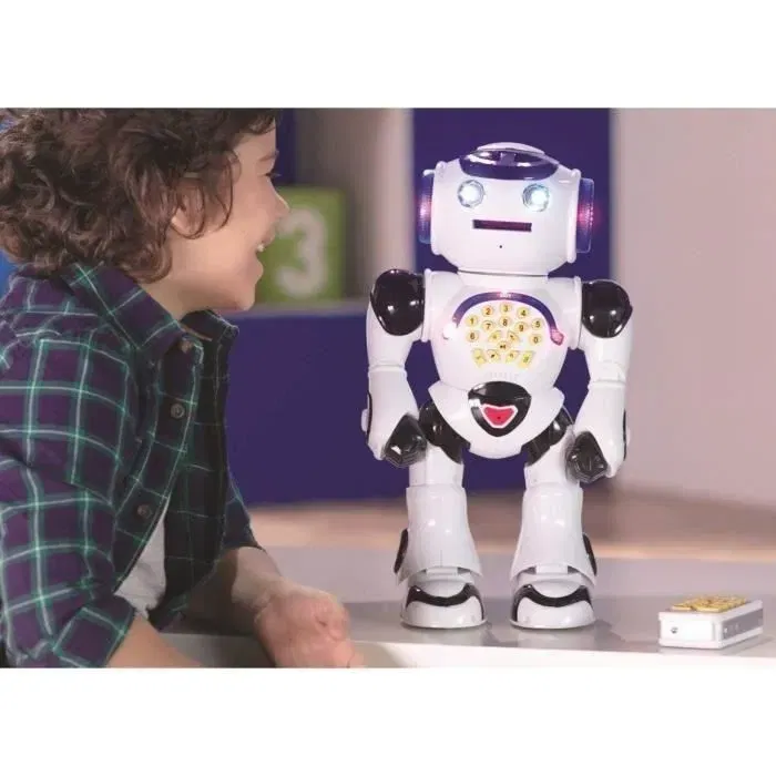 Lexibook Powerman - Robot ludo-éducatif interactif pour enfants, avec télécommande, disques mousse, sons et lumières, français