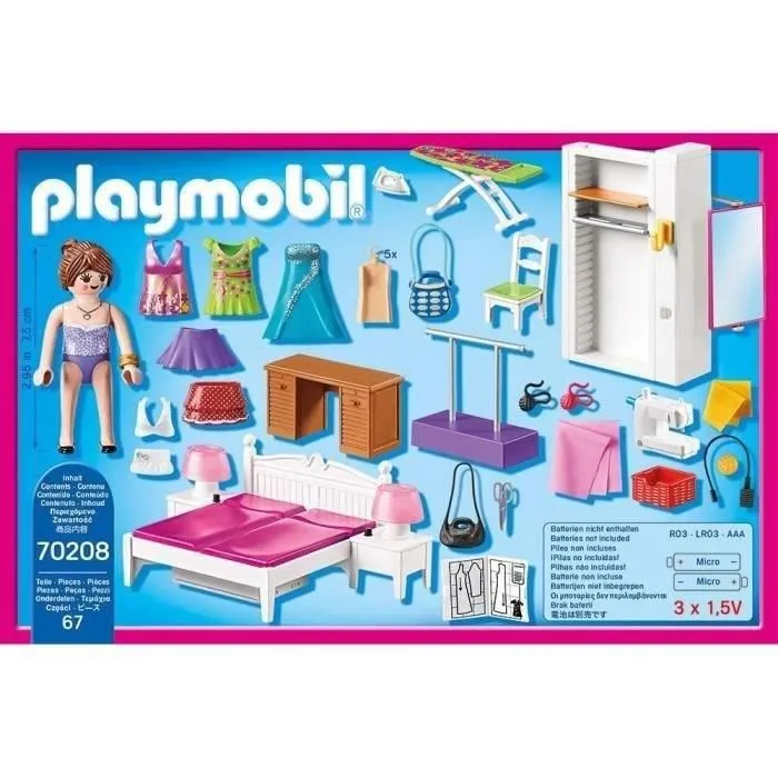 Playmobil 70208 - Maison de poupée traditionnelle - Chambre avec espace couture - Jeu de rôle créatif 67 pièces - À partir de 4 ans Playmobil 70208 - Maison de poupée traditionnelle - Chambre avec espace couture - Jeu de rôle créatif 67 pièces - À partir de 4 ans