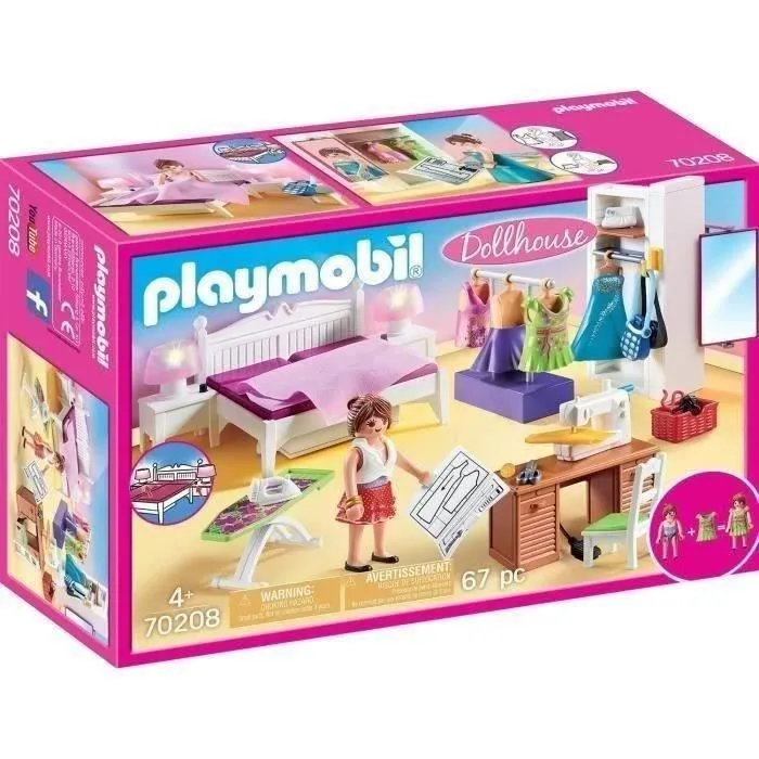 Playmobil 70208 - Maison de poupée traditionnelle - Chambre avec espace couture - Jeu de rôle créatif 67 pièces - À partir de 4 ans Playmobil 70208 - Maison de poupée traditionnelle - Chambre avec espace couture - Jeu de rôle créatif 67 pièces - À partir de 4 ans