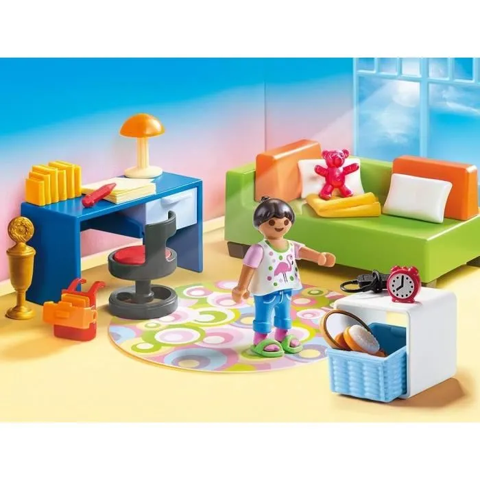 Playmobil 70209 Maison Traditionnelle - Chambre d'enfant avec canapé-lit, bureau, commode et accessoires, 43 pièces, 1 personnage, à partir de 4 ans