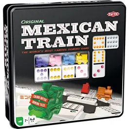 Tactic Mexican Train - Jeu de dominos en boîte métal multicolore - 30 min - Pour adultes