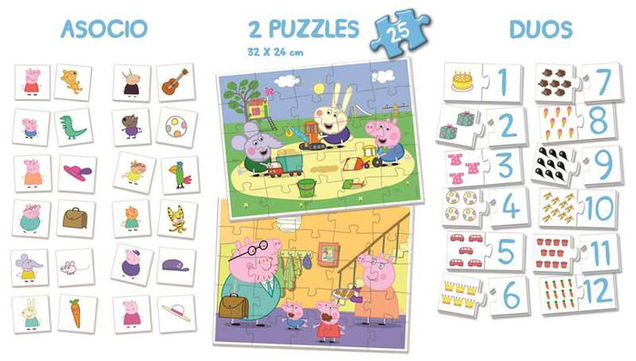 Educa Peppa Pig Superpack 4 en 1 : Jeu de duos, jeu d'association et 2 puzzles pour enfants de 3 à 5 ans Educa Peppa Pig Superpack 4 en 1 : Jeu de duos, jeu d'association et 2 puzzles pour enfants de 3 à 5 ans