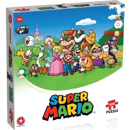 Winning Moves - Puzzle 500 pièces Super Mario and Friends - Univers coloré Super Mario - Poster inclus - À partir de 10 ans