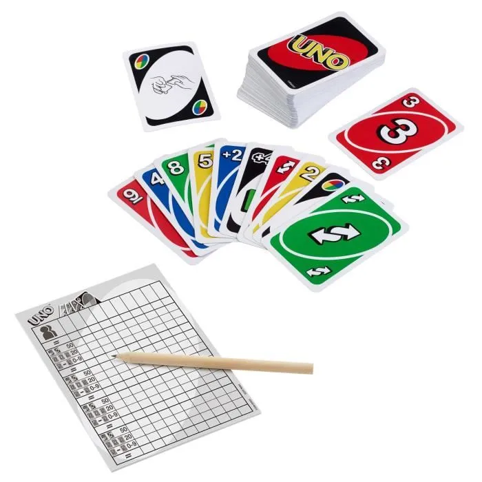 Mattel Games Uno Deluxe K0888 - Jeu de cartes familial avec cartes Action - A partir de 7 ans Mattel Games Uno Deluxe K0888 - Jeu de cartes familial avec cartes Action - A partir de 7 ans