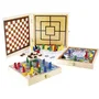 Cartamundi JeuJura Coffret Bois 100 Jeux de Société Traditionnels avec Jeu des Petits Chevaux, Oie, Dames, Marelle et Cartes - 30 x 30 x 5 cm