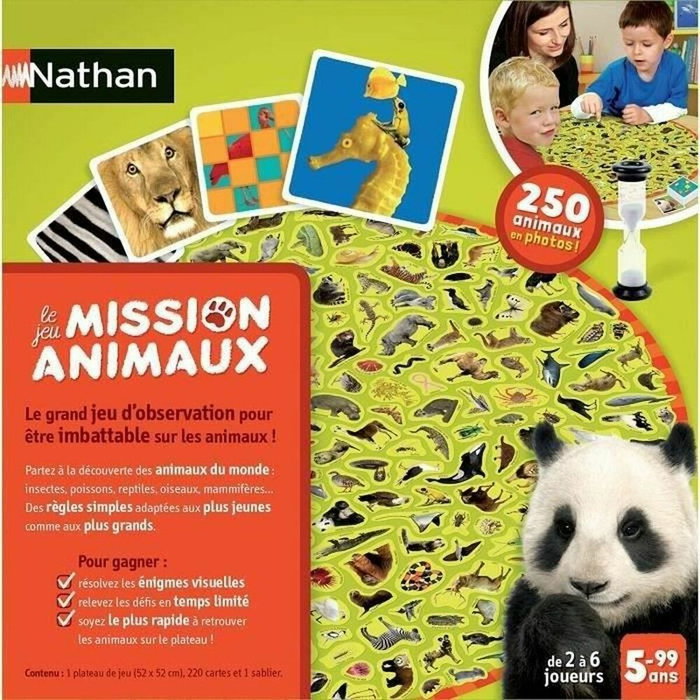 Nathan Mission Animaux - Jeu de Société d'Observation et de Rapidité avec 250 Photos Réelles