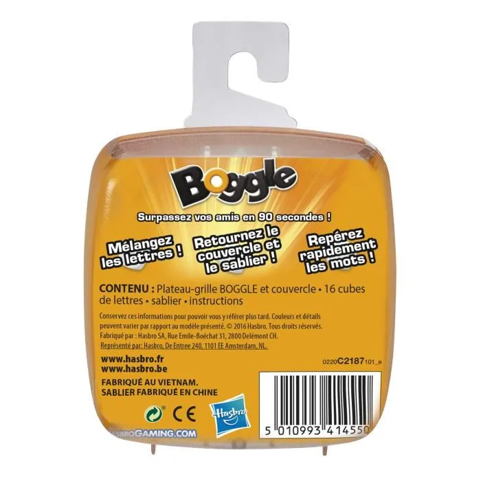 Hasbro Gaming Boggle - Jeu de société de voyage et de réflexion rapide pour petits et grands - À partir de 8 ans
