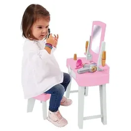 Ecoiffier Coiffeuse pour Enfants Ma Première Coiffeuse avec Tabouret et Accessoires Cosmétiques Jouet Imitation