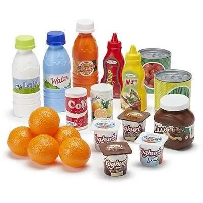 Ecoiffier Chef Pack Drive Accessoires Dinette - Ensemble de 20 pièces pour faire les courses - Provisions et aliments jouets pour enfants