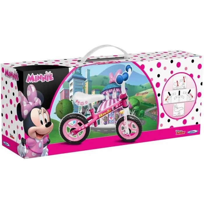 Disney Minnie Draisienne 10'' pour Fille - Cadre Acier, Pneus EVA Increvables, Guidon et Selle Réglables, Sécurité Anti-Pincement