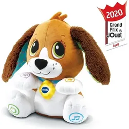 VTECH BABY Toutou parle avec moi - Jouet interactif éducatif pour le développement du langage, chien parlant avec tête et oreilles mobiles, pour enfants de 1 à 5 ans - Brun