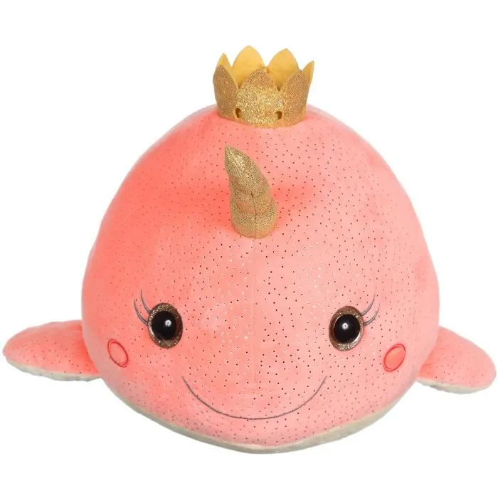 Gipsy - Peluche musicale et lumineuse Bella Bloo le narval 35 cm, licorne des mers en mouvement
