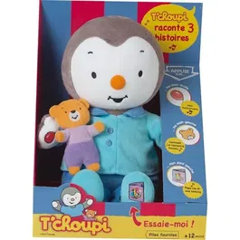 Jemini Peluche T'choupi Raconte-moi une Histoire - Interactive avec 3 Histoires - 30 cm - Bleu - Enfant - Piles Fournies