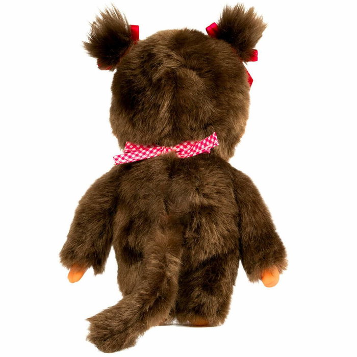 Bandai Monchhichi Peluche Fille avec Bavoir Rose et Blanc 20 cm