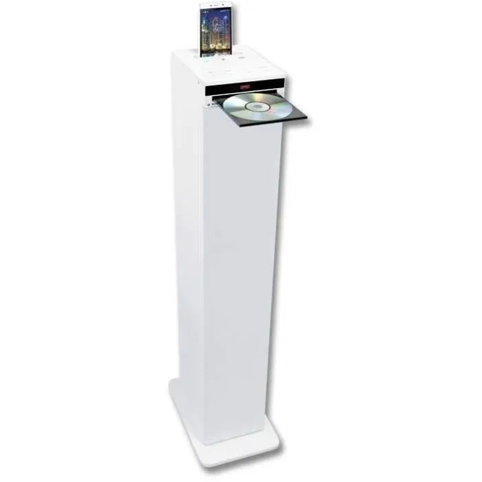 INOVALLEY HP32-CD-W - Système audio Bluetooth avec lecteur CD, radio FM, 4x15W, port USB, entrée AUX, blanc