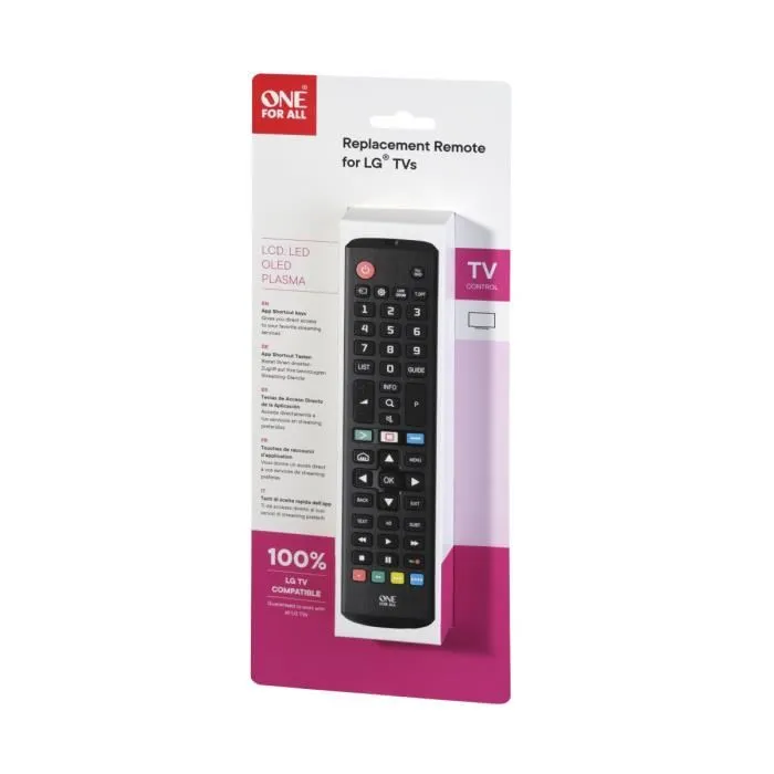 One For All URC4911 Télécommande de Remplacement pour Téléviseur LG avec Touche Netflix Direct, Compatible 100% et Simple d'Utilisation