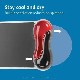 Kensington Tapis de souris avec repose-poignet confortable Duo Gel Noir et Rouge - Support ergonomique, ventilation et finition douce