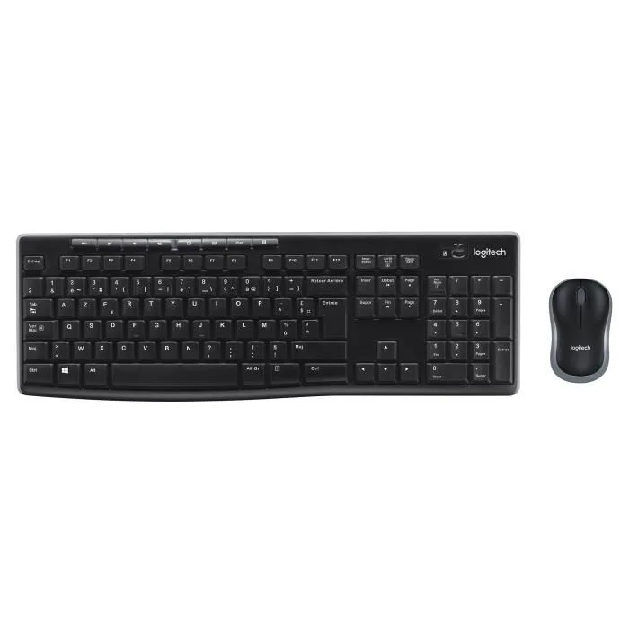 Logitech MK270 - Ensemble clavier et souris sans fil 2.4 GHz AZERTY, noir - Compatible Windows Logitech MK270 - Ensemble clavier et souris sans fil 2.4 GHz AZERTY, noir - Compatible Windows