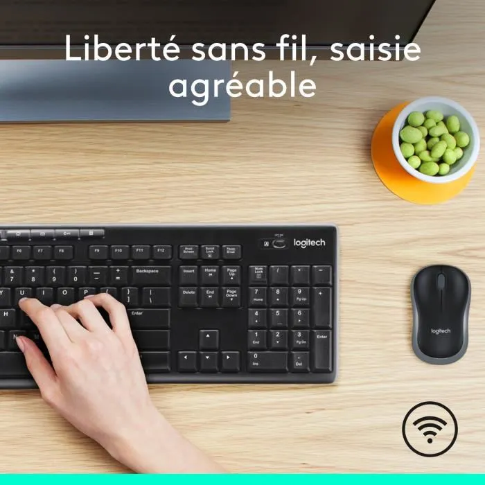 Logitech MK270 - Ensemble clavier et souris sans fil 2.4 GHz AZERTY, noir - Compatible Windows Logitech MK270 - Ensemble clavier et souris sans fil 2.4 GHz AZERTY, noir - Compatible Windows