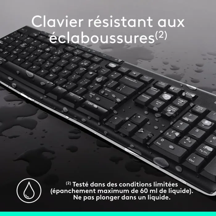 Logitech MK270 - Ensemble clavier et souris sans fil 2.4 GHz AZERTY, noir - Compatible Windows Logitech MK270 - Ensemble clavier et souris sans fil 2.4 GHz AZERTY, noir - Compatible Windows