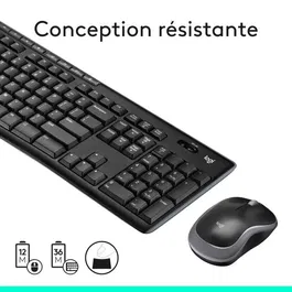 Logitech MK270 - Ensemble clavier et souris sans fil 2.4 GHz AZERTY, noir - Compatible Windows