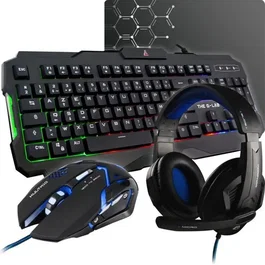 The G-Lab Pack Gamer 4 en 1 COMBO ARGON : Clavier rétroéclairé, souris 3200 DPI, casque avec micro, tapis de souris