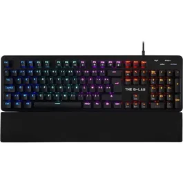 The G-Lab KEYZ CARBON Evolution - Clavier mécanique gaming avec switch bleu, rétroéclairage RGB, repose-poignet, AZERTY, filaire, noir