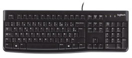 Logitech K120 - Clavier USB professionnel AZERTY Noir, touches plates et silencieuses, profil fin étanche, avec pavé numérique