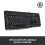 Logitech K120 Clavier USB Filaire pour le Bureau AZERTY Français Noir - Confortable et Silencieux