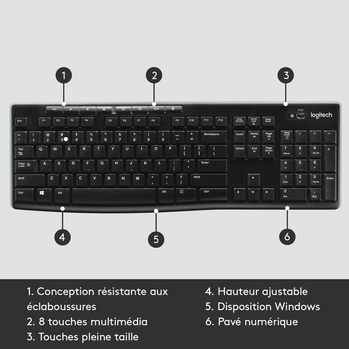 clavier et souris Logitech 920-003748 Noir Français AZERTY