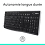 Logitech K270 - Clavier AZERTY sans fil Noir avec touches multimédia, résistant aux éclaboussures, pour Windows