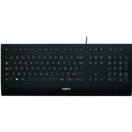 Logitech Clavier filaire K280E - AZERTY Noir - Coque renforcée, résistant aux éclaboussures, repose-poignets confortable, touches silencieuses et ultra-plates