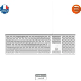 Mobility Lab ML304304 Clavier Touch Filaire Design avec 2 Ports USB pour Mac, AZERTY, Blanc et Argenté