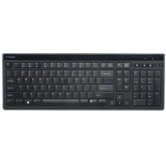 Kensington Clavier Filaire Ultra Plat Advance Fit AZERTY Noir avec Touches Multimédia et Touches Dédiées Email pour Windows 8, Connexion USB