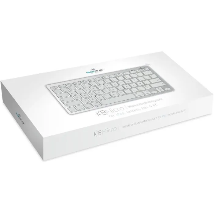 Bluestork Clavier Sans Fil Bluetooth MINI-MAC Compact Rechargeable pour Mac iPad iPhone AZERTY - Blanc