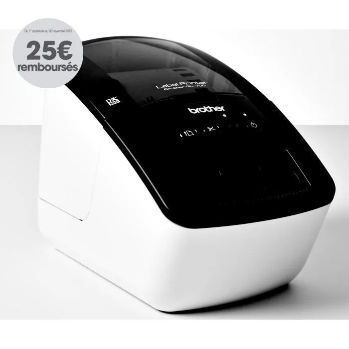 Brother QL-700 - Imprimante d'étiquettes thermique, jusqu'à 150 mm/s, résolution 300 x 600 ppp, blanc, connexion USB