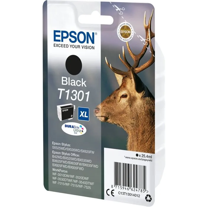 Epson Cartouche d'encre Noir T1301 Singlepack DURABrite U - C13T13014012
