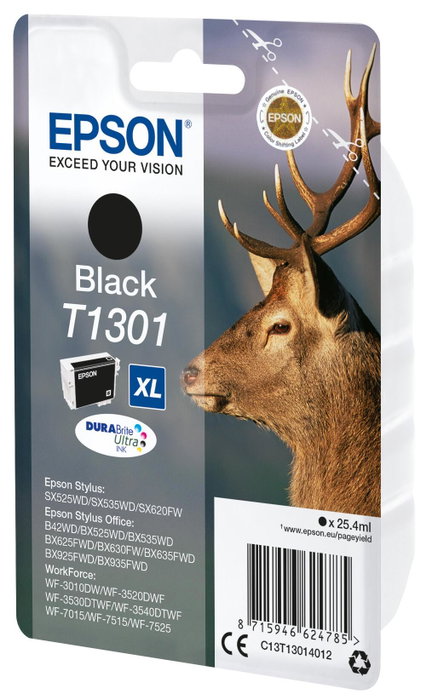 Epson T1301 Cartouche d'encre Noir XL (C13T13014012) de haute capacité Epson T1301 Cartouche d'encre Noir XL (C13T13014012) de haute capacité