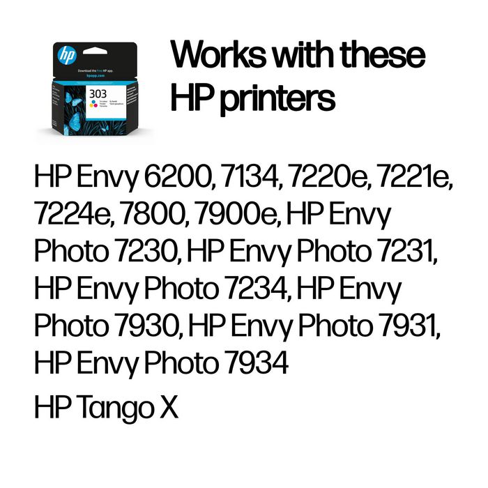 HP Cartouche d'encre originale HP 303 - Pack de 3 couleurs (Cyan, Magenta, Jaune) - Compatible ENVY 6200, 7134, 7800, 7900e, Tango X