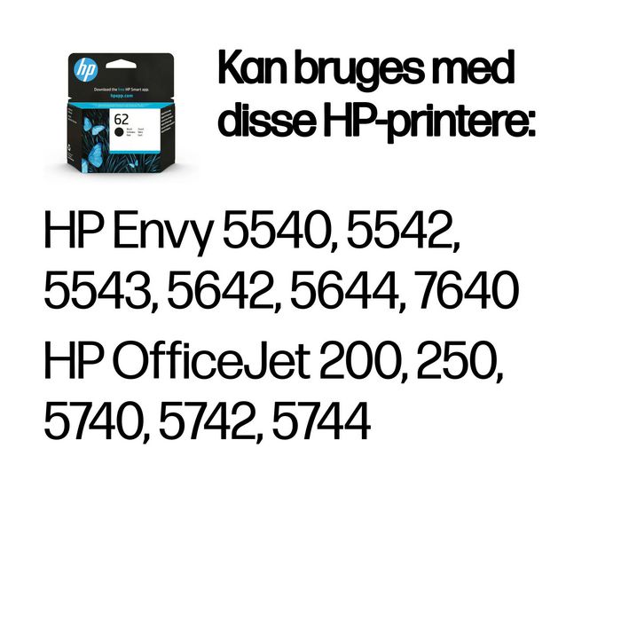 HP Cartouche d'encre authentique Noir HP 62 pour imprimantes ENVY, OfficeJet (env. 200 pages)