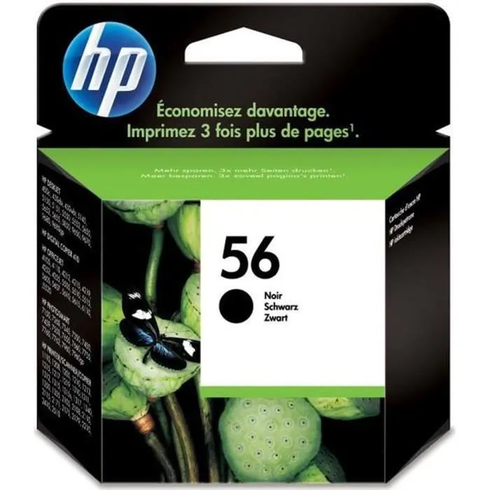 HP C6656AE - Cartouche d'encre noire authentique (HP 56) pour imprimantes OfficeJet 5610, 5505, 5510, 5515, DeskJet F4180, F4190, PSC 1217, 1311, 1355 HP C6656AE - Cartouche d'encre noire authentique (HP 56) pour imprimantes OfficeJet 5610, 5505, 5510, 5515, DeskJet F4180, F4190, PSC 1217, 1311, 1355
