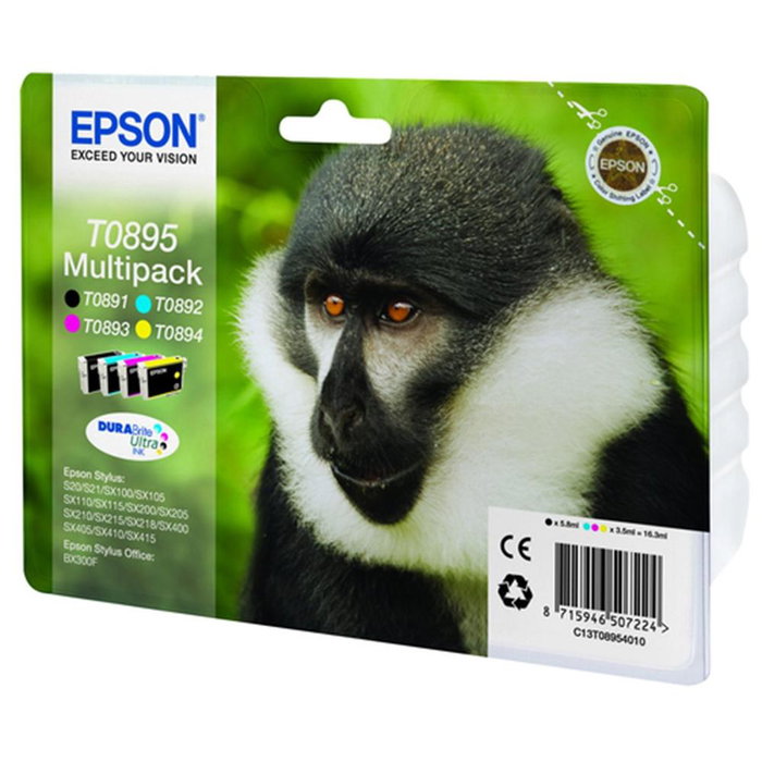 Epson C13T08954010 Multipack 4 Cartouches d'Encre Original Noir Cyan Magenta Jaune pour S20 Sx105 Epson C13T08954010 Multipack 4 Cartouches d'Encre Original Noir Cyan Magenta Jaune pour S20 Sx105