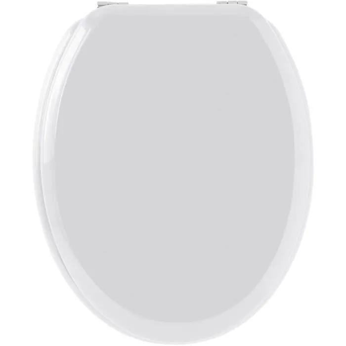 Gelco Abattant WC Sweet Blanc en Bois Moulé avec Finition Brillante et Charnières Chrome