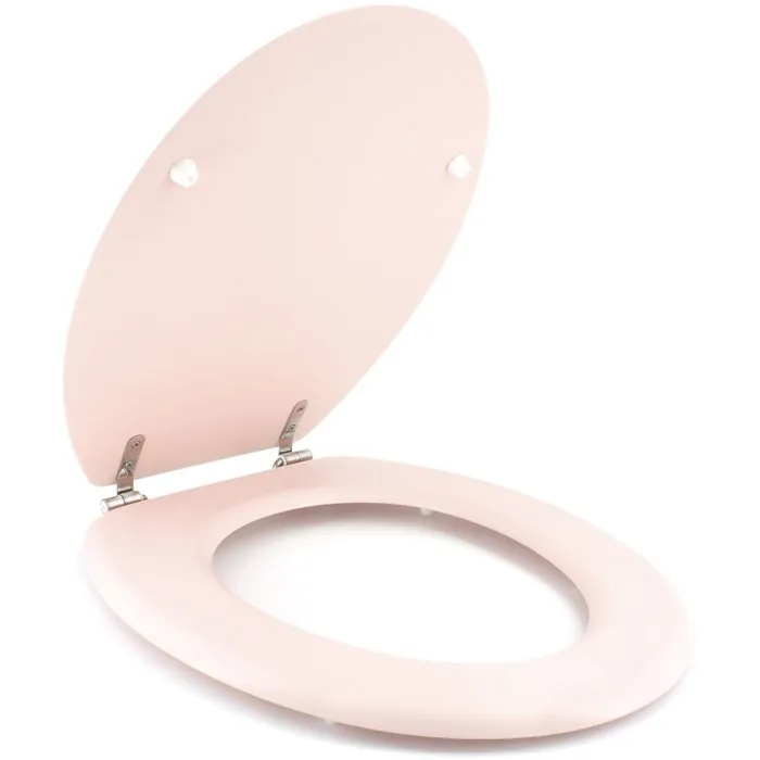Gelco Design Abattant WC Dolce - Charnières inox - Bois moulé - Rose Crystal - Dimensions 37 x 47 x 6 cm